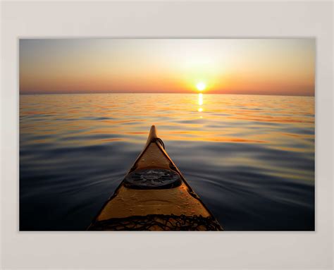 Kayak Boat And Sunset Over The Sea Wall Art Decor Canvas Etsy Sea