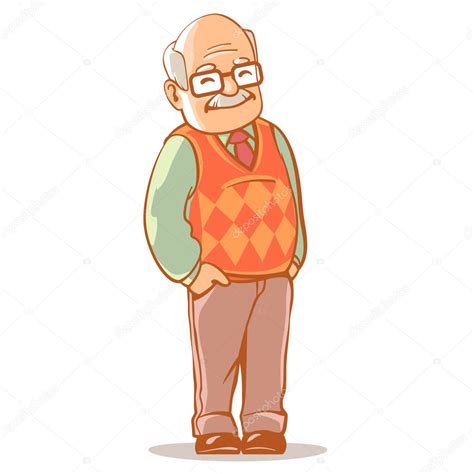 Animado Abuelito Retrato De Hombre Con Gafas — Vector De Stock
