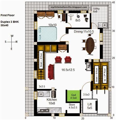 My Little Indian Villa 57r50 2 Duplex 3bhk In 30x40 East Facing