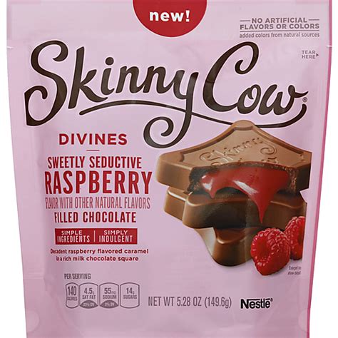 Skinny Cow Divines Filled Chocolate Candy Raspberry Packaged Candy