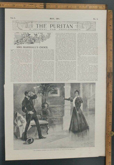 Puritan Magazine A Journal For Gentlewomen Mrs Marshall S Choice Original Antique Print From
