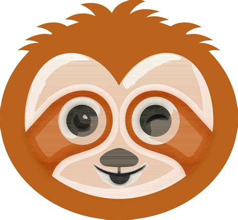 Winking Eye Cartoon Animal Sloth Face Emoji Orange And White Icon