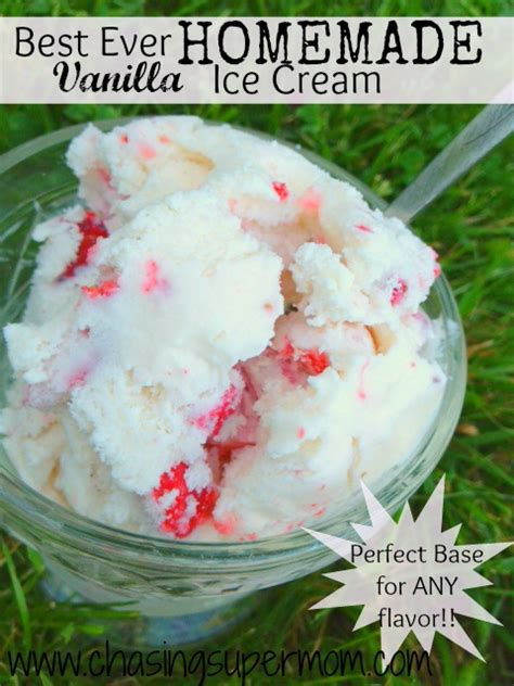 The dessert is a balance of popcorn, salted caramel ice cream, hot fudge, candied peanuts, and whipped cream. Best Ever Homemade Vanilla Ice Cream | Chasing Supermom