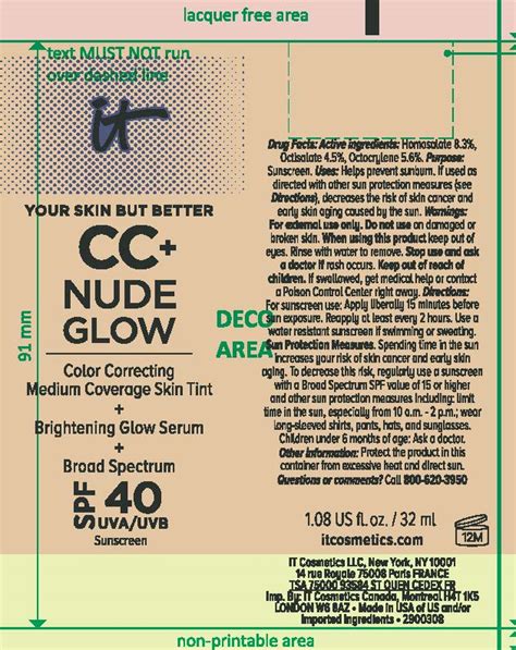 IT COSMETICS YOUR SKIN BUT BETTER CC PLUS NUDE GLOW COLOR CORRECTING