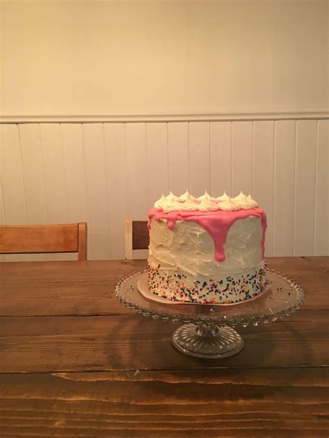 Girly Birthday Cake With Pink Coulis Girly Birthday Cakes Cake Pretty Cakes
