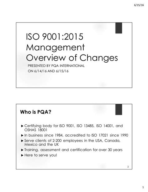 Pdf Iso 90012015 Management Overview Of Changes · Iso 90012015