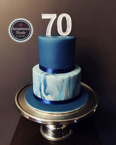 Navy And Blue Marble Birthday Cake 70thbirthdaycelebration Navyblue Bluecakes Birthdayc
