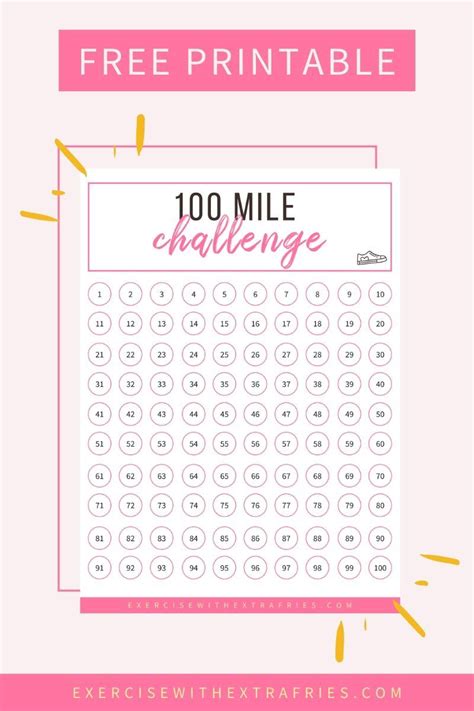 Free Printable 100 Day Challenge Chart