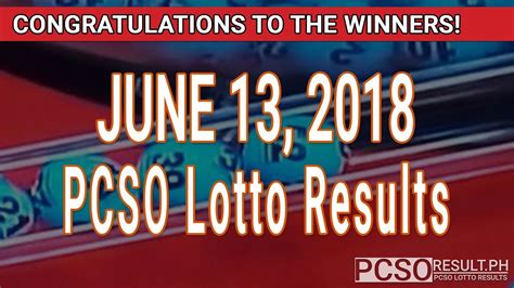 Complete result of 2d lotto (ez2) and 3d lotto (swertres) based on official pcso lotto result.timestamps. PCSO Lotto Results Today June 13, 2018 (6/55, 6/45, 4D ...