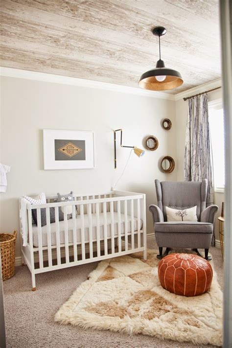 Find over 100+ of the best free wood ceiling images. Masculine baby boys room. Faux wood plank wallpaper on ...