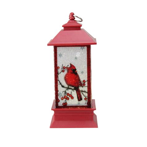 Roman 5 Led Lighted Lantern With Red Cardinal Christmas Ornament