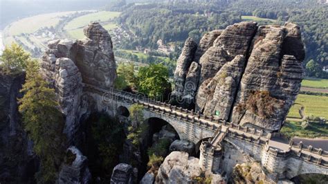 Bridge Named Bastei In Saxon Switzerland National Park Saxon