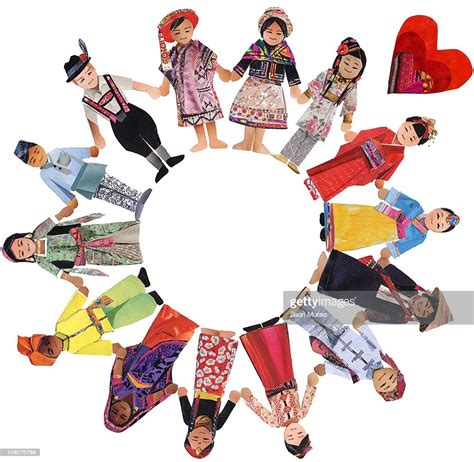 A Collage Of People From Around The World Holding Hands In A Circle Stock Illustration | Getty ...