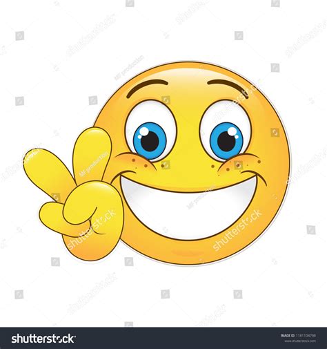 Emoji Peace Sign Vector Isolated On