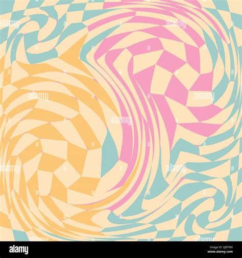 1970 Wavy Swirl Seamless Pattern In Orange And Pink Colors Seventies