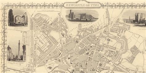 Newcastle Old Map Newcastle Map Print Newcastle Upon Tyne Etsy