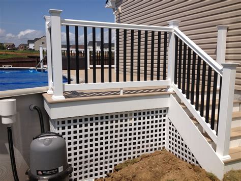 Our log railing is perfect for staircases, decks, and handrails. Vinyl Lattice and Severe weather railing with black vinyl ...