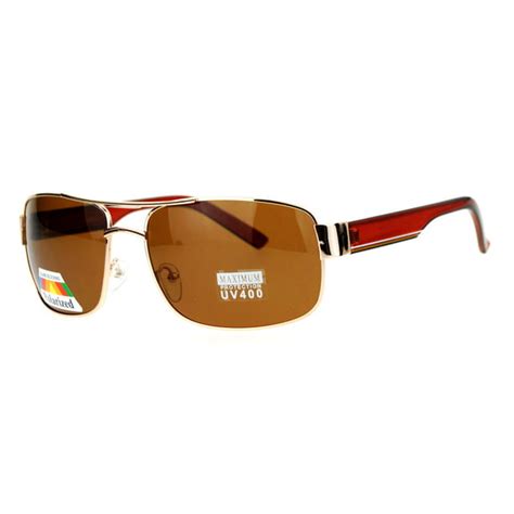 sa106 sa106 polarized lens narrow rectangular aviator navigator sunglasses gold brown