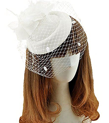 coolwife fascinator hats pillbox hat british bowler hat flower veil wedding hat tea party hat
