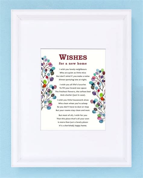 Wishes For Your New Home Unframed Print Illustrated Poem