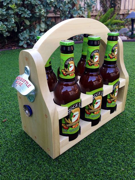 Six Pack Beer Holder With Bottle Opener And Magnetic Catch Wooden Pallet Crafts Wooden Pallets