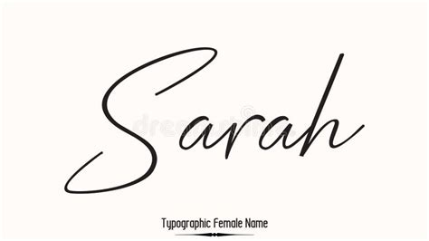 Sarah Female Name In Stylish Lettering Cursive Typography Text Stock