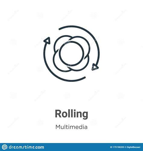 Rolling Outline Vector Icon Thin Line Black Rolling Icon Flat Vector