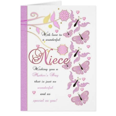 Niece Mothers Day Card With Flowers And Butterfli Zazzle