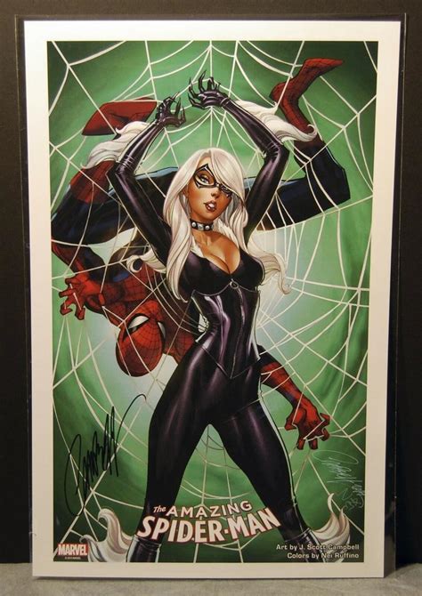 Black Cat And Spider Man Fine Art Print By J Scott Campbell Signed New