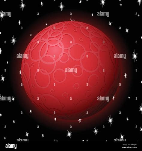 Planet In Space With Stars Shiny Cartoon Or Game Style Stock Vector