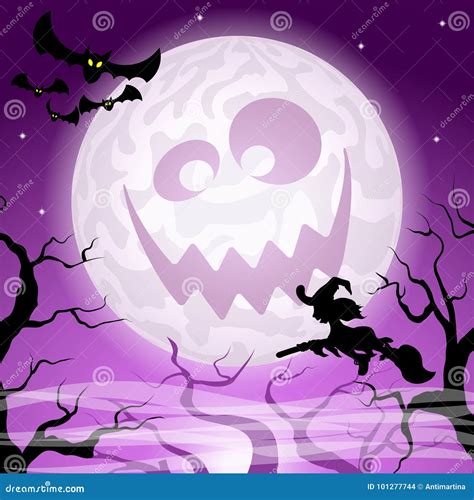Creepy Halloween Full Moon Stock Vector Illustration Of Holiday