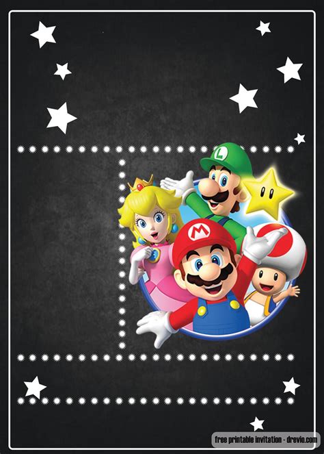 Blank Super Mario Invitations Template Free