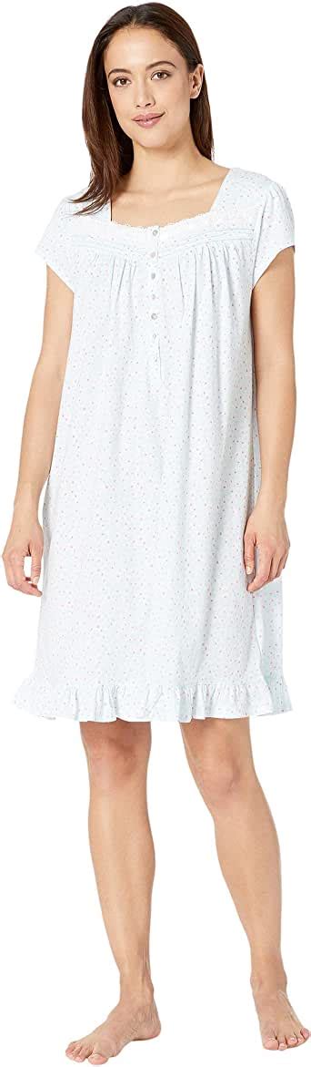 eileen west cotton jersey knit short sleeve short nightgown at amazon women s clothing store