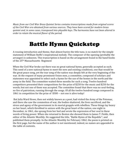 Battle Hymn Of The Republic Quickstep Civil War Brass Quintet Series Free Music Sheet