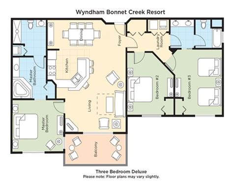 Wyndham Bonnet Creek 3 Bedroom Deluxe Floor Plan