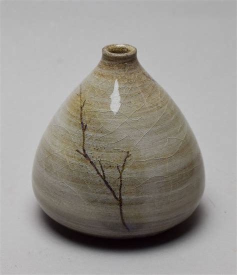 Handmade Ceramic Bud Vase Tall Diameter Clear Crazing