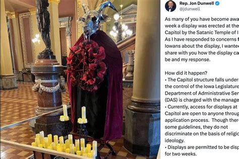 Satanic Holiday Display In Iowa Capitol Sparks Religious Liberty Debate