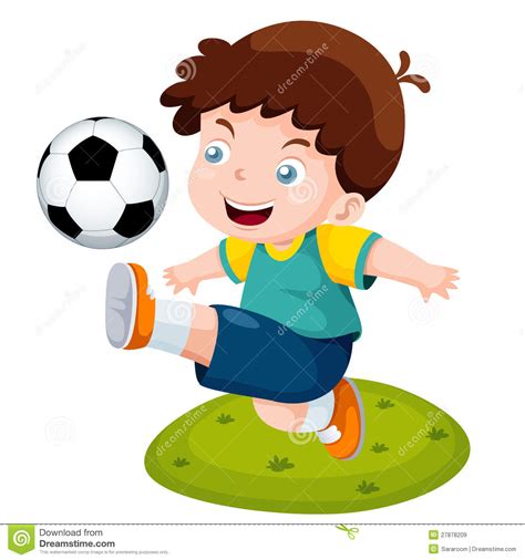 Cartoon Boy Playing Soccer Royalty Free Stock Images