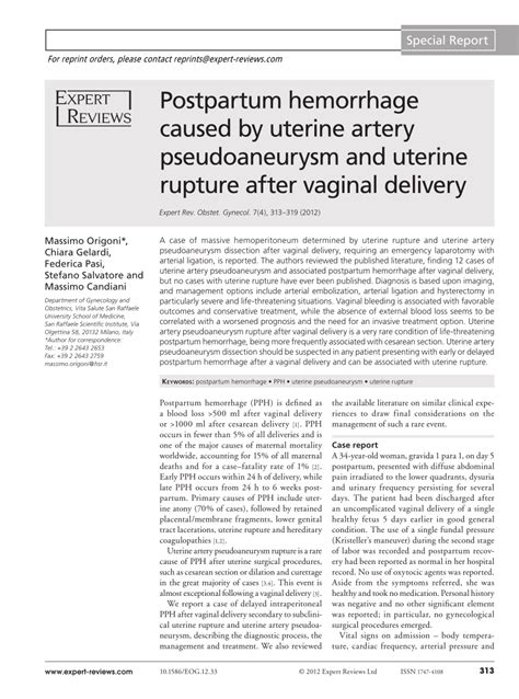 Pdf Postpartum Hemorrhage Caused By Uterine Artery Pseudoaneurysm And My Xxx Hot Girl