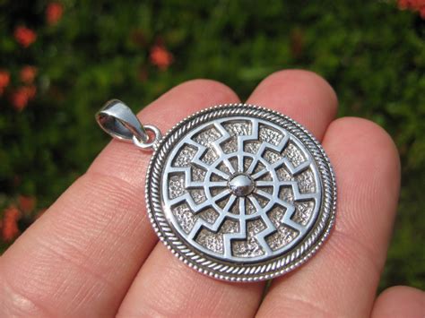 925 Sterling Silver Black Sun Wheel Viking Norse Sonnenrad Germanic Pe