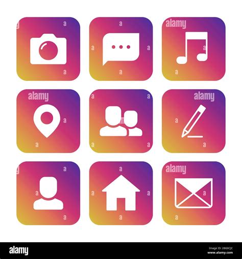 Social Network Icons Set On Colorful Background Isolated Vector