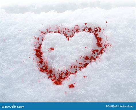Blood Heart Shape In Snow Stock Photo Image Of Season 9862340