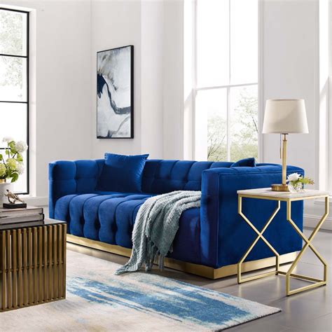 Nothing says class, sophistication and smooth comfort quite like velvet, and the pin tufted transitional futon is the ultimate in style! Biscuit Tufted Performance Velvet Sofa, Navy - Walmart.com ...