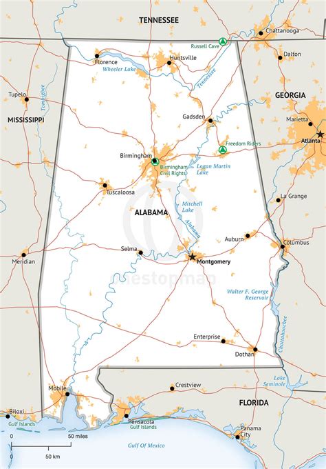 Vector Map Of Alabama Political One Stop Map
