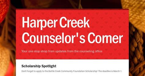 Harper Creek Counselors Corner Smore Newsletters For Education