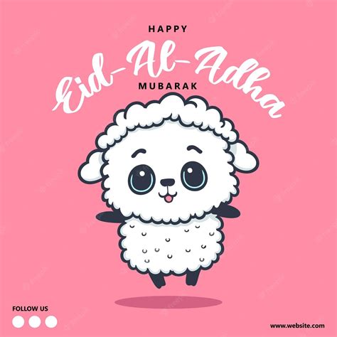 Premium Vector Eid Al Adha Greeting Cute Sheep Cartoon Islamic Eid
