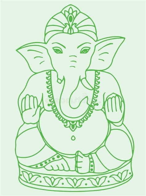 Sketch Of Lord Ganesha Outline And Silhouette Editable Illustration