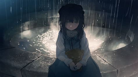 Sad Anime Babe And Girl In The Rain