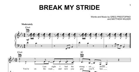 Break My Stride Piano Vocal And Guitar Chords Right Hand Melody