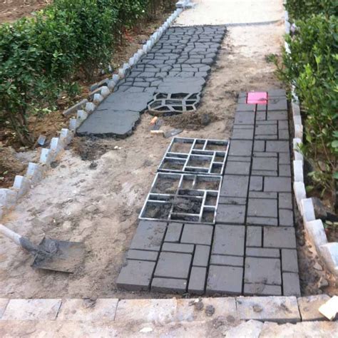 Diy plastic molded paving mold is easy for you to use. 45cm BIG Garden DIY Plastic Path Maker Mold Road Paving Cement Mould Brick decor path ste ...
